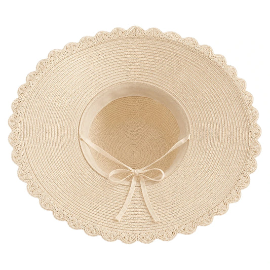 Hatvi Beige Pearl Ribbon Sun Hat