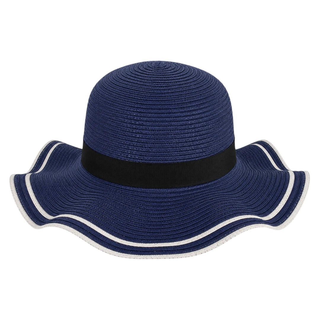 Hatvi Elegant Wave Brim Sun Hat – Blue Women's Summer Hat