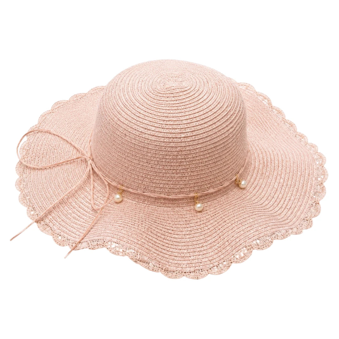Hatvi Pearl Lace Wide Brim Sun Hat – Pink Women's Summer Hat