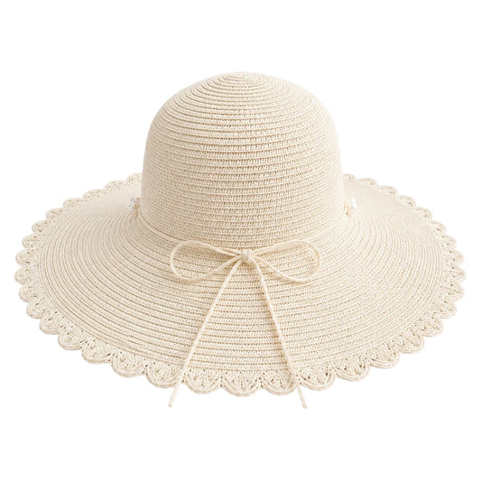 Hatvi Beige Pearl Ribbon Sun Hat